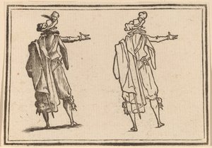 Mies takaa katsottuna oikea käsi ojennettuna tekijältä Edouard Eckman after Jacques Callot