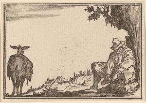 Talonpoika riisumassa kenkänsä tekijältä Edouard Eckman after Jacques Callot