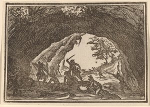 Ryöstöihin hyökkäävät sotilaat tekijältä Edouard Eckman after Jacques Callot