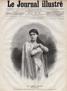 Muotokuva Emma Calvesta (Rosa Noemie Emma Calvet de Roquet, toim.) (1858-1942), ranskalainen sopraano - Navellierin kaiverrus "The Illustrous Journal" -lehdessä 1892