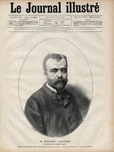 Ernest Lavissen (1842-1922), ranskalaisen historioitsijan ja akateemikon muotokuva - Navellierin kaiverrus "Le journal illustrious" -julkaisussa 1892 tekijältä Edouard Felicien Eugene Navellier