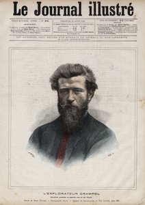 Ranskalaisen Keski-Afrikan tutkimusmatkailijan Paul Crampelin (1864-1891) muotokuva - Navellierin kaiverrus "Kuvallinen päiväkirja" vuodelta 1891