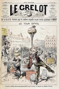 Sarjakuva talousskandaaleista "" Eiffel-torni: taitavin batonisti - kelauslaite kuuluisan Vivierin jälkeen". Kansi "" Le Grelot"" 22. tammikuuta