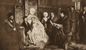 Erasmus lukemassa nuorelle keisarille Kaarle V:lle, Bryssel tekijältä Edouard Jean Conrad (after) Hamman