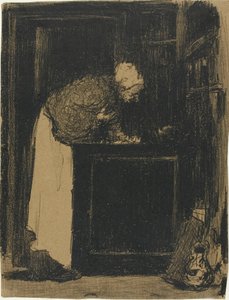 Vanha nainen lieden ääressä tekijältä Édouard Jean Vuillard