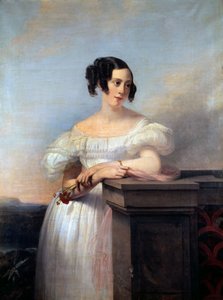 Muotokuva tytöstä neilikalla Edouard Louis Dubufen (1820-1883) maalaus 1800-luvulta Rouen, Musee des Beaux Arts