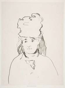 Berthe Morisot siluetissa, 1872-74, julkaistu 1884. tekijältä Édouard Manet