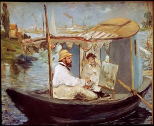 Claude Monet maalasi studioveneessään tekijältä Édouard Manet
