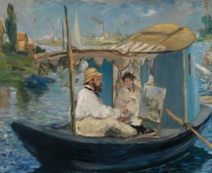 Saksa: Die Barke Claude Monet maalaamassa ateljeeveneessään tekijältä Édouard Manet