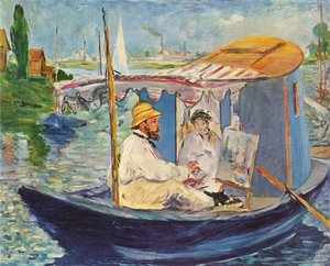 Saksa: Die Barke Claude Monet maalaamassa ateljeeveneessään tekijältä Édouard Manet