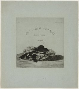 Hattu ja kitara, etukuva neljäntoista etsauksen painokseen. tekijältä Édouard Manet
