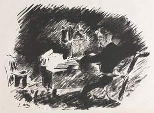 Edgar Allan Poen kuvitus Korppiin tekijältä Édouard Manet