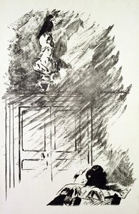 Kuvitus "Korppi", kirjoittanut Edgar Allen Poe tekijältä Édouard Manet