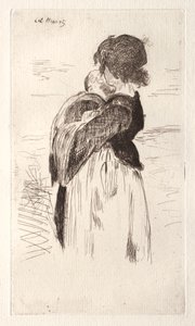 Pieni tyttö, jolla on vauva tekijältä Édouard Manet