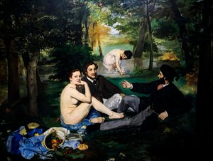Lounas nurmikolla myös kylpeminen sitten neliöosa tekijältä Édouard Manet
