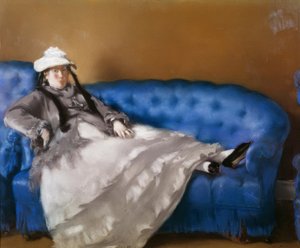 Madame Manet sinisellä sohvalla tekijältä Édouard Manet