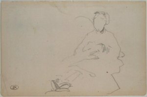 Manet - Luonnos istuvasta naisesta (luonnoslehti luonnoskirjasta), noin 1864-1868 tekijältä Édouard Manet