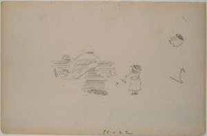 Manet - Luonnos penkillä istuvasta naisesta ja lähellä seisovasta lapsesta (luonnoskirjan lehti), noin 1864-1868 tekijältä Édouard Manet