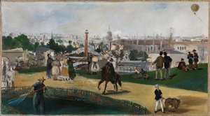 Norjalainen Bokmål:  Näkymä vuoden 1867 Pariisin maailmannäyttelystä Näkymä vuoden 1867 maailmannäyttelystä tekijältä Édouard Manet