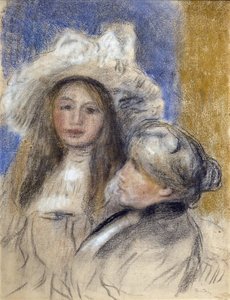 Muotokuva Berthe Morisotista (1841-1895) ja hänen tyttärestään (Julie Manet tekijältä Édouard Manet