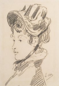 Madame Jules Guillemetin muotokuva, n. 1880 (musta liitu) tekijältä Édouard Manet