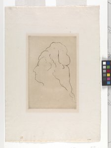 Eva Gonzalesin profiili kääntyi vasemmalle (etsaus) tekijältä Édouard Manet