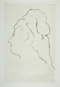 Eva Gonzalesin profiili kääntyi vasemmalle, n. 1870. tekijältä Édouard Manet