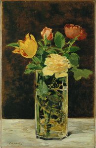 Ruusu ja tulppaani (öljy kankaalle) tekijältä Edouard Manet