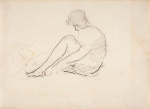 Istuva nainen (kevyt luonnos miehen päästä) tekijältä Édouard Manet