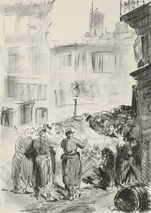 Barrikadi, 1871, painettu 1884 tekijältä Édouard Manet