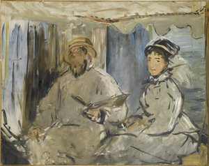 Taidemaalari Monet ateljessaan, 1874 tekijältä Édouard Manet