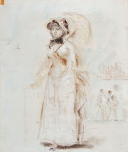 Nainen kävelee avoimen sateenvarjon kanssa; Nainen kävelylle avoimella aurinkovarjolla, 1880 tekijältä Édouard Manet