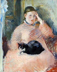 Nainen kissalla noin 1880-1882, ranskalaisen impressionistisen taiteilijan Edouard Manetin kirjoittama tekijältä Édouard Manet