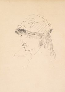 Nuori tyttö pyöreässä hatussa, 1878-79 (grafiitti paperille) tekijältä Édouard Manet
