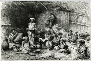 Iltapäivä Sheik of the Gobrons -suosikissa, naisten harrastuksia: kirjonta ja villan kehräys, paju ja keramiikka. Rioun kaiverrus havainnollistamaan tarinaa "" Voyage chez les Benadir, les somalis et les Bayoun"", vuosina 1882-1883, Georges Rev tekijältä Edouard Riou