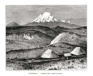 Chimborazo-vuori, Ecuador, 1800-luku tekijältä Edouard Riou