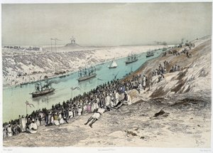 Kulku El-Guisriin G. Nicolen Suezin kanavan avajaisissa. 1869 tekijältä Edouard Riou