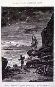 Vie hänet, Herra, masentuneisiin käsiin! Jules Vernen elokuvassa Les Enfants du Capitaine Grant tekijältä Edouard Riou