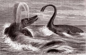 Ichtyosaurus ja plesiosaurus tekijältä Edouard Riou