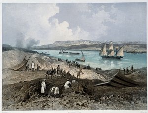 Näkymä kanavasta G. Nicolen Suezin kanavan avajaisissa. 1869 tekijältä Edouard Riou