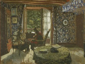 Sisustus, n. 1900-1901 (öljy pahville) tekijältä Edouard Vuillard