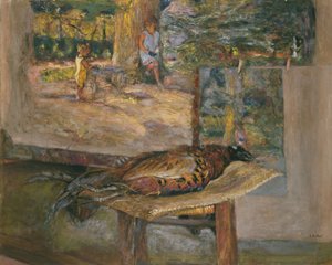 Sisustus, jossa on maalauksia ja fasaani, 1928 (tempera ja pastelli kankaalle) tekijältä Edouard Vuillard
