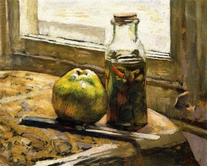 Purkki suolakurkkua ja omenaa, 1889-90 tekijältä Edouard Vuillard