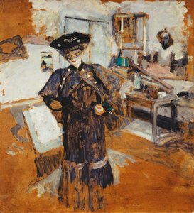 Lady in the Veil, kädet lantiolla; Nainen hunnulla, kädet lantiolla, n. 1902-03 tekijältä Edouard Vuillard