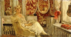 Lucy Hessel buduaarissa Cezannen kiinteistössä, Vaucresson, 1924 tekijältä Edouard Vuillard