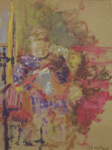 Madame Vuillard Ompelu, n. 1905 tekijältä Edouard Vuillard