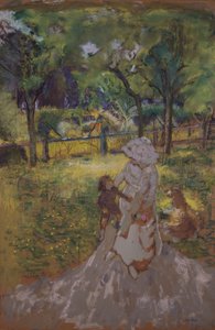 Äiti ja lapsi hedelmätarhan aamupuutarhassa, 1909-1911. tekijältä Edouard Vuillard