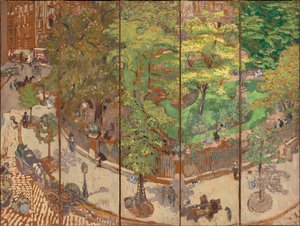 Place Vintimille, 1911 (viiden paneelin näyttö, penikkatauti kankaalle asetettu paperille) tekijältä Edouard Vuillard