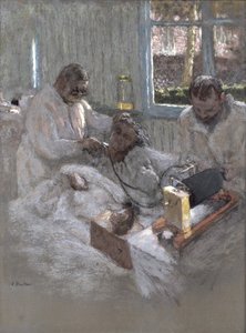Kardiologi Henri Vaquez (1860-1936) ja hänen assistenttinsa, tohtori Parvu, la Pitiessä, n. 1918-21 (pastelli paperille) tekijältä Edouard Vuillard