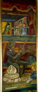Guignol-teatteri Viulisti ja nukketeatteri (yksityiskohta) 1900-luku (öljy kankaalle) tekijältä Edouard Vuillard